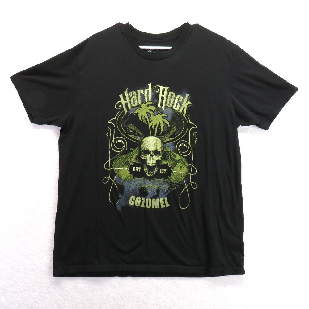 Hard Rock Cafe T Shirt Size XL Cozumel Black Skull‎ Palm Tree Short Sleeve
